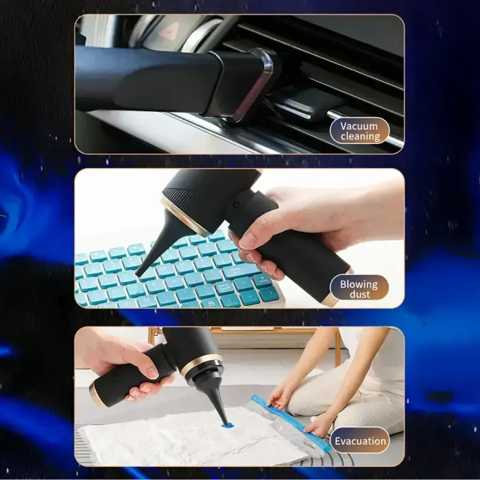 Mini Foldable Handheld Car Vacuum Cleaner with Blower Function - Black Фото num