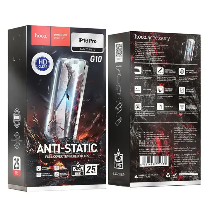 HOCO tempered glass HD Anti-static (SET 25in1) - MULTIPACK for iPhone 16 Pro (G10) Foto 9
