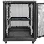 Qoltec Solid steel mount shelf with handle for RACK | 600*600 | Pull-out | Black Photo