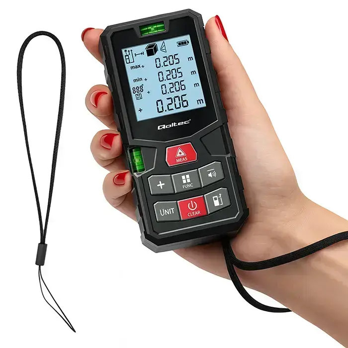 Qoltec High-Precision Laser Distance Meter with Bubble Level | LCD with backlight | 50m Foto 13