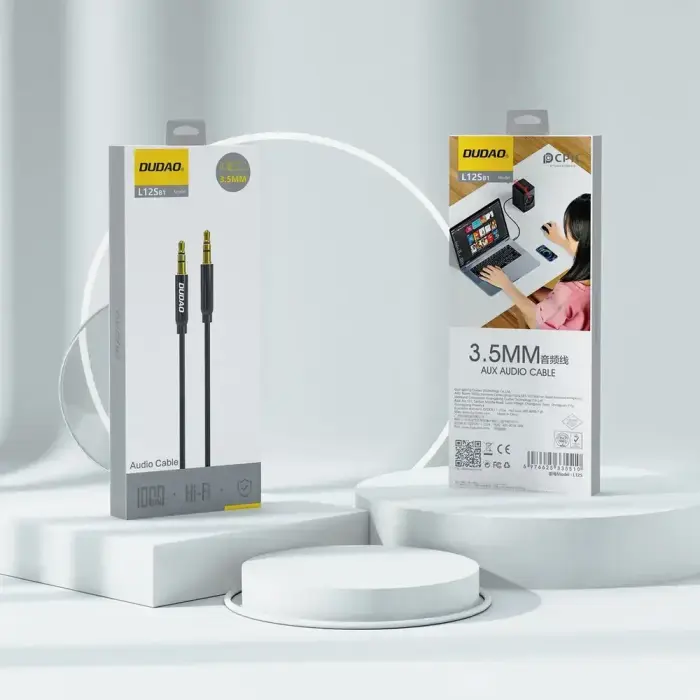 Dudao L12S AUX cable mini jack 3.5mm 1m 3-pole stereo - black Foto 16