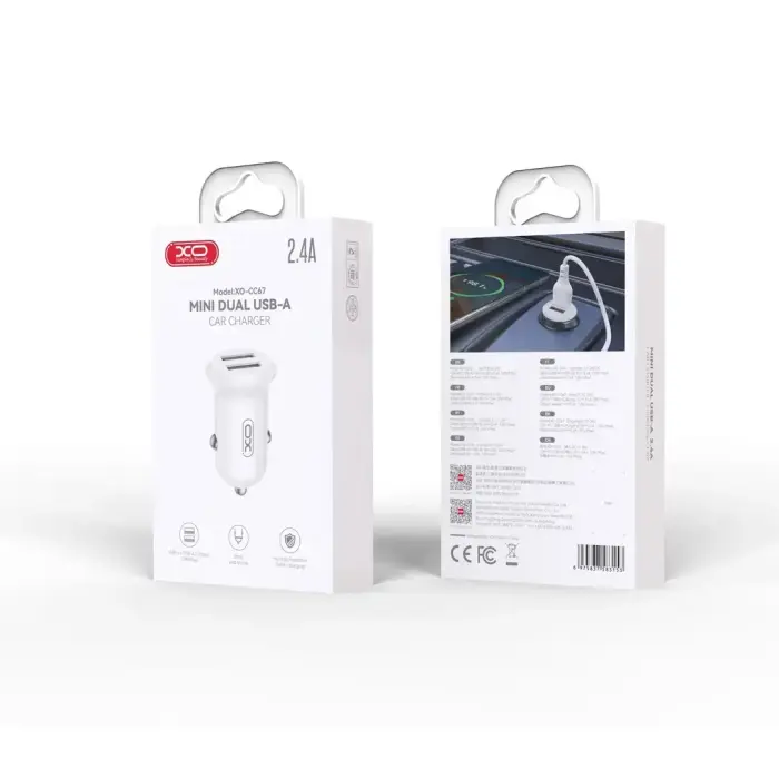 XO car charger CC67 12W 2x USB white Фото num