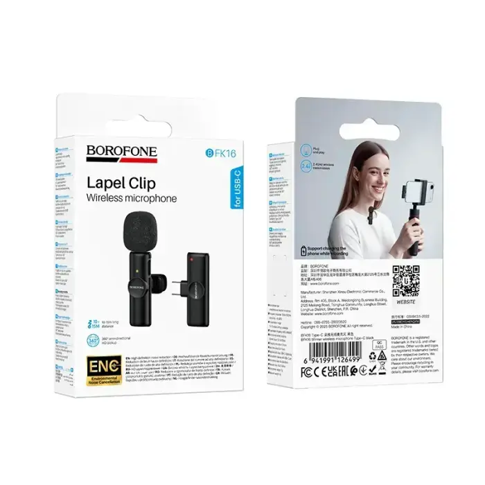 Borofone Lavalier wireless microphone BFK16 Winner Type C black Photo