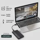Qoltec Aluminium Enclosure | SSD HDD 2.5'' drive | SATA | USB 3.0 | Super speed 5Gb/s | 2TB | Black Фото num