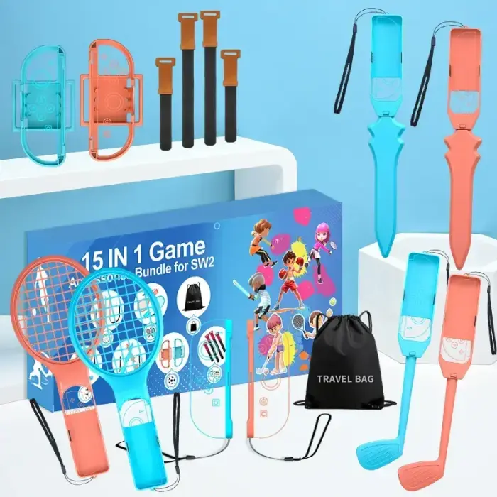 Nintendo Switch 15-in-1 Family Accessory Pack 2 - Orange and Blue Set Photo