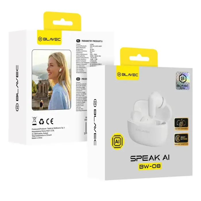 Blavec Bluetooth TWS Earphones BW-08 Speak AI (BW08SA-W) white Foto 14
