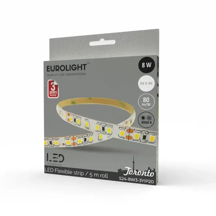 LED juosta Toronto Epistar 2835 8W 3000K IP20 60LED/m 80lm/W 5m Eurolight Foto 2
