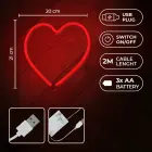 Neon LED Light HEART red Bat + USB FLNE07 Forever Light Фото num