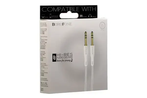 Borofone BL1 Premium AUX Cable 3.5 mm -> 3.5 mm 1m white Photo