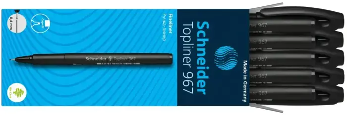Pildspalva liners SCHNEIDER TOPLINER 967, 0.4mm, melns korpuss, melna Фото num