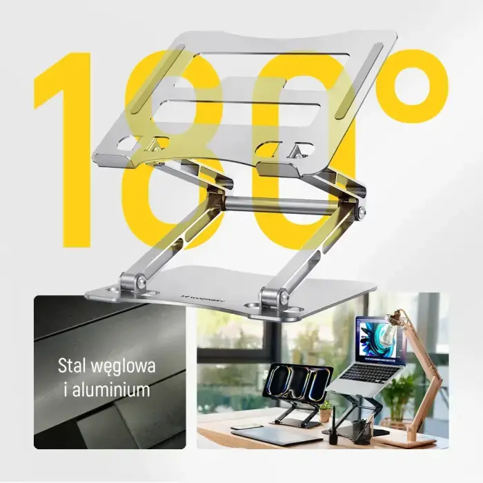 Wozinsky WRS-CPY75DSS Aluminum Laptop and Tablet Stand + Free Smartphone Stand - Silver Foto 4