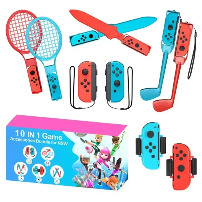 Nintendo Switch Sports 10-in-1 Family Accessory Pack - Red and Blue Photo