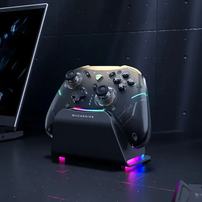 Machenike G5Pro Premium Edition Wireless Game Controller with Charging Station - Black and Gold Фото num