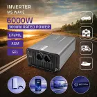 Qoltec MS Wave Voltage Converter | 12V to 230V | 3000/6000W | USB | Compatible with LiFePO4, GEL and AGM batteries Foto 2