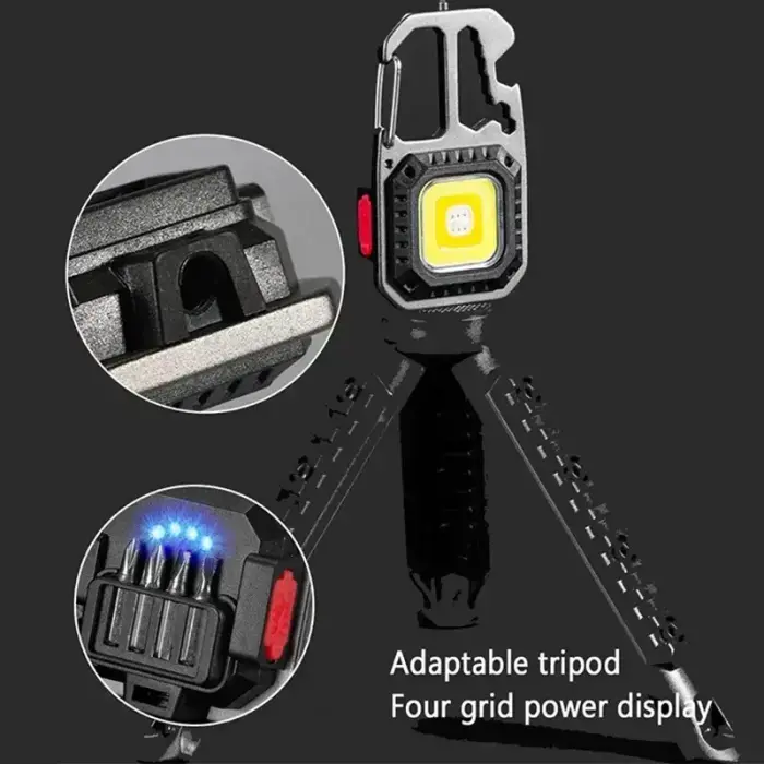 Mini flashlight LED keychain W5138 Type C with 4 screwdriver bits and tripod Photo