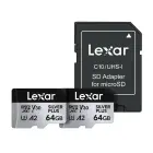 Set of 2 Lexar High-Performance Silver Plus microSDXC 2x64GB memory cards + adapter Фото num
