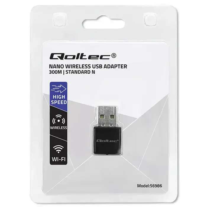 Qoltec Wireless Ultra High Speed Mini Adapter NANO WiFi | Standard N | USB 2.0 | 300Mbps Фото num
