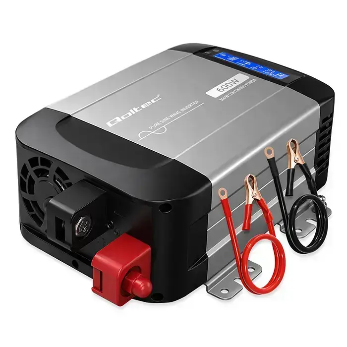 Qoltec Pure Sine Wave Inverter | 12V to 230V | 300/600W | LCD | USB | USC-C | Compatible with LiFePO4 GEL AGM  Foto 12