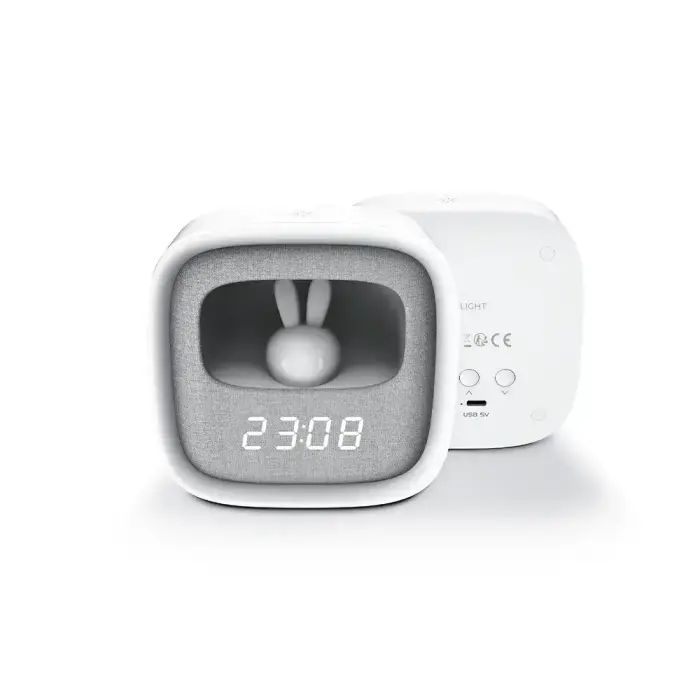 Alarm clock with LED Bunny night light PURE FNL-06 AURORA white square Forever Light Photo
