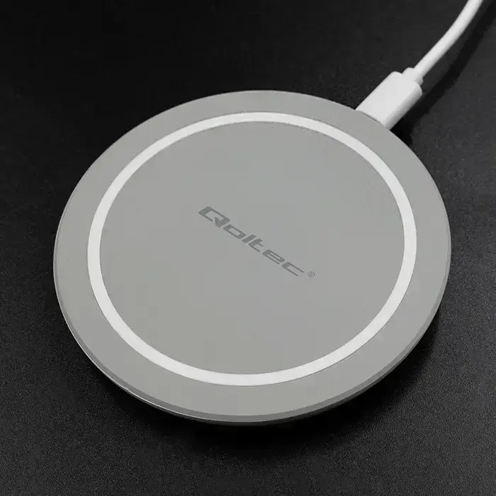 Qoltec Induction Wireless Charger RING | Qualcomm QuickCharge 3.0 | 10W | grey Photo