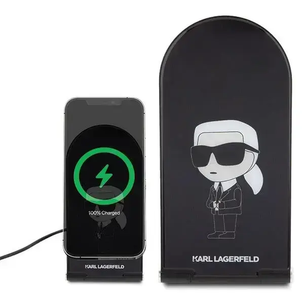 Karl Lagerfeld Ikonik MagSafe 15W inductive charger, foldable 2in1 - black Фото num