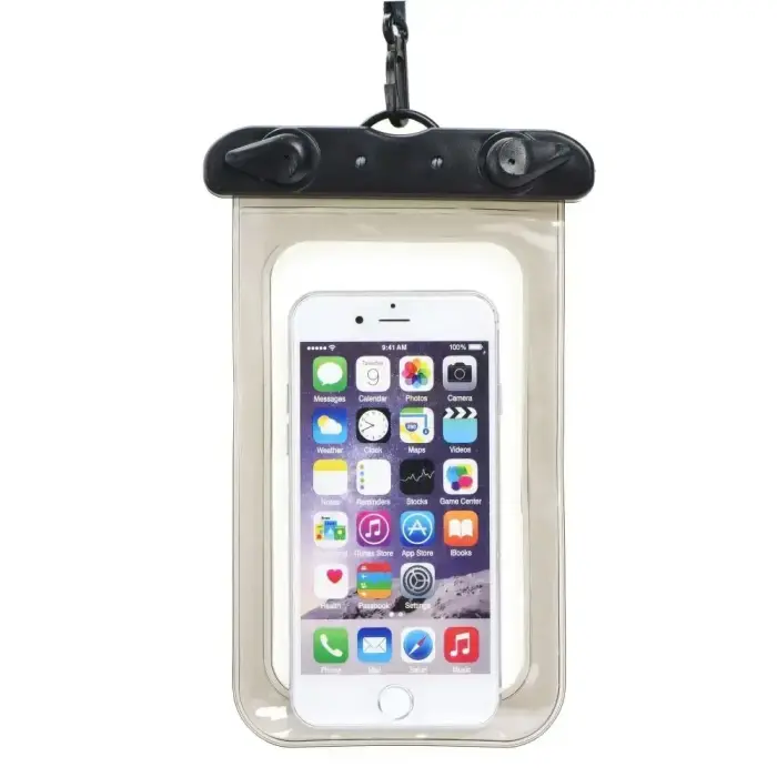 Waterproof bag for mobile phone with plastic closing black Фото num