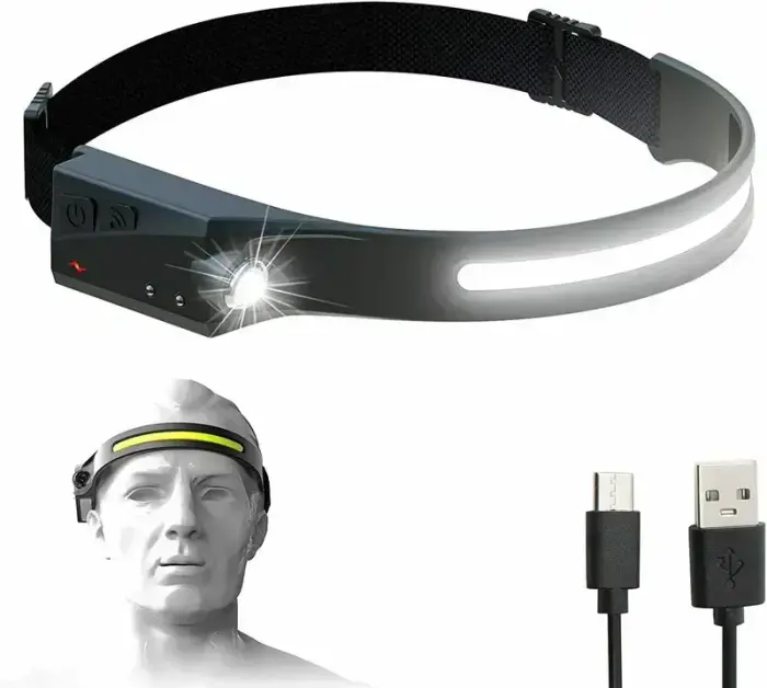 LED headlamp with IPX4 motion sensor USB-C 1200 mAh - black Фото num