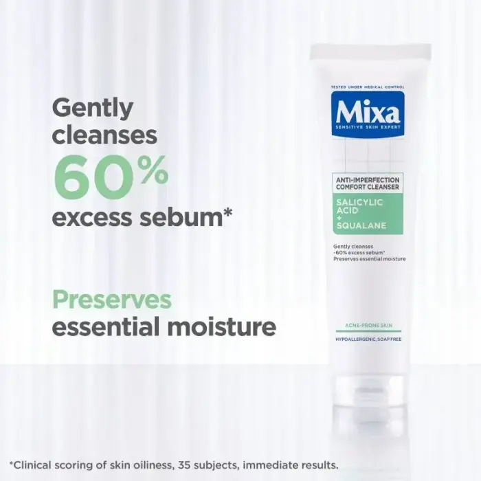 MIXA Anti-Imperfection Comfort Cleanser Gel Facial Cleanser Against Imperfections in Acne-prone Skin 150 Ml Foto 5