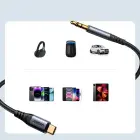 Joyroom stereo audio cable AUX 3.5 mm mini jack - USB-C for phone 1.2 m black (SY-A07) Photo
