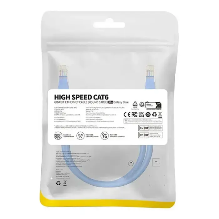 Round Cable Baseus Ethernet RJ45, Cat.6, 0,5m (blue) Photo