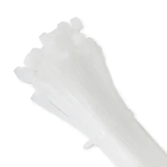Qoltec Self-locking cable tie | 4.8*200mm | 100 pcs. | Nylon66 | UV | White Photo