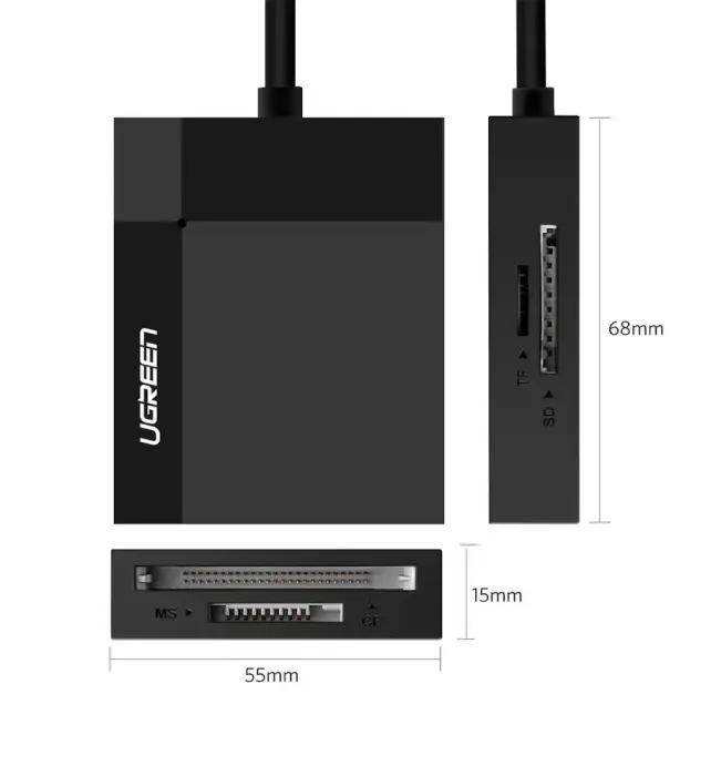 Ugreen USB 3.0 SD | micro SD | CF | MS card reader black (CR125 30333) Photo