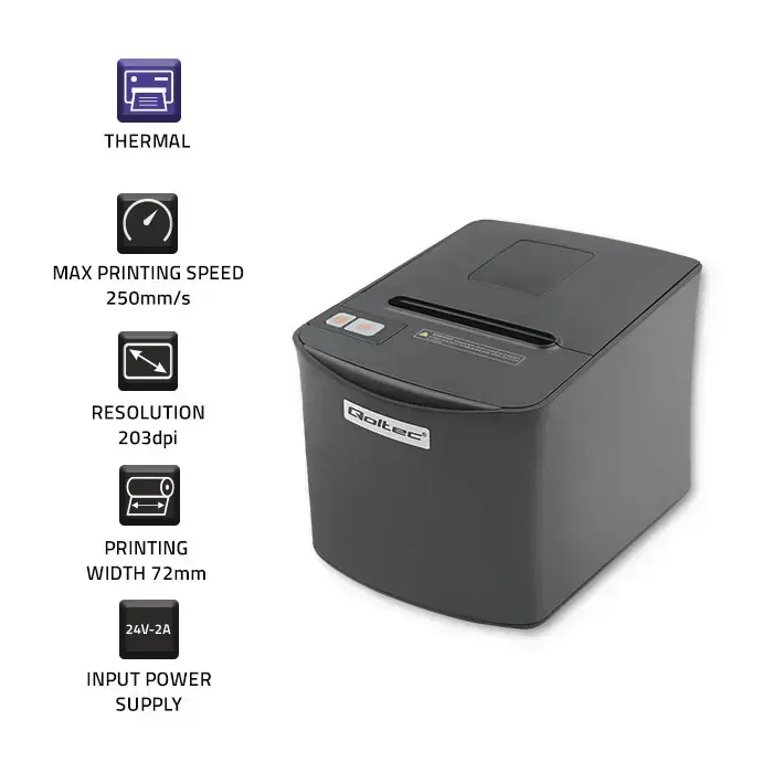 Qoltec Receipt printer RTP-0256 | voucher | thermal | High Speed | 203 dpi | USB Фото num