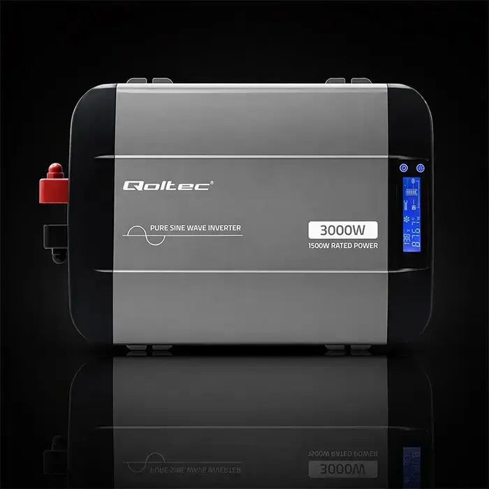 Qoltec Pure Sine Wave Inverter | 12V to 230V | 1500/3000W | LCD | USB | USC-C | Compatible with LiFePO4 GEL AGM  Foto 8