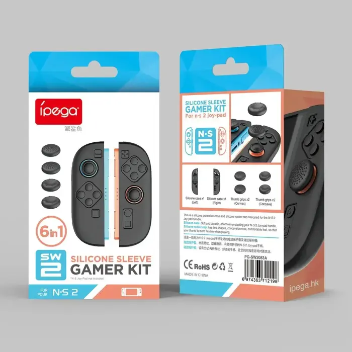iPega SW2083A Silicone JoyCon Controller Covers for Nintendo Switch 2 Black Photo