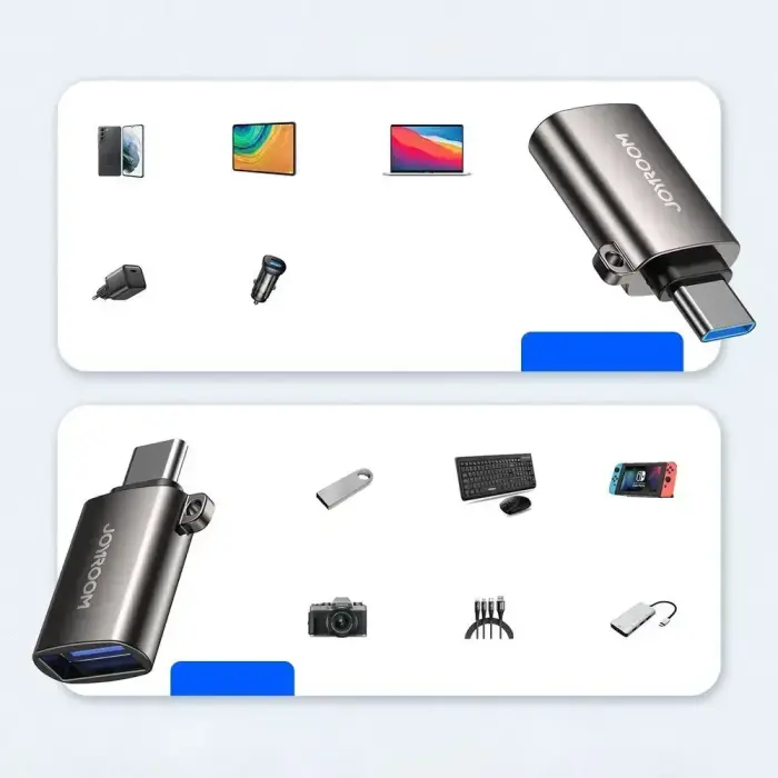 Joyroom USB 3.2 Gen 1 (Male) - USB Type C (Female) adapter black (S-H151 Black) Фото num