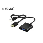 Savio HDMI адаптер - D-Sub (VGA) + Jack 3,5 мм VGA | HDMI, 3,5 мм стерео male x2, 0,2 м, черный Фото num