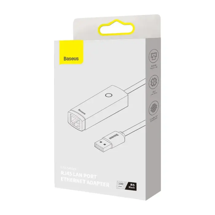 Baseus Lite Series Ethernet Adapter USB-A to RJ45 LAN Port (100Mbps) Black Foto 27