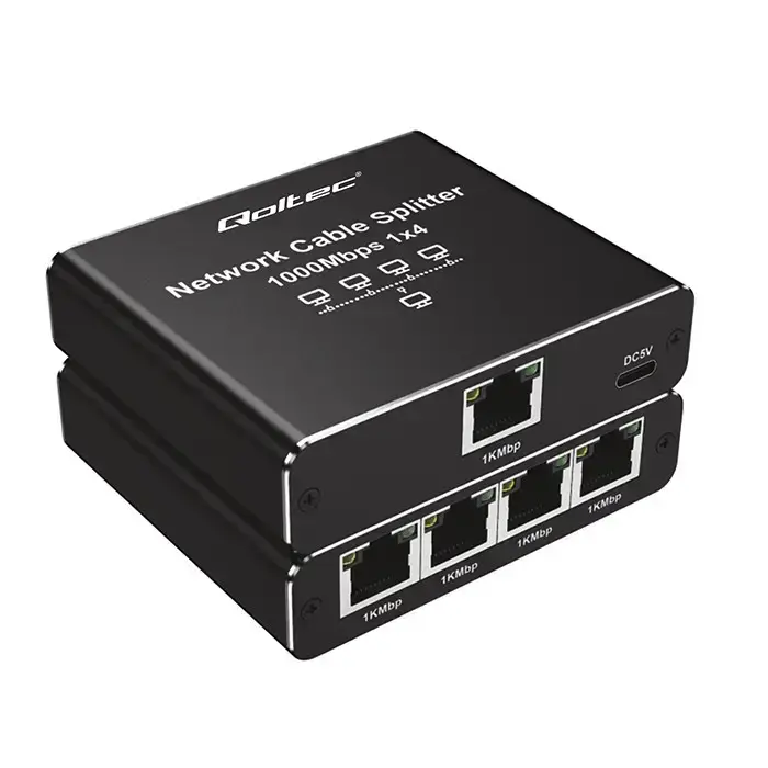 Qoltec Splitter Ethernet mini SWITCH 1x4 RJ45 | 1000Mb/s | USB-C | Aluminium Foto 25
