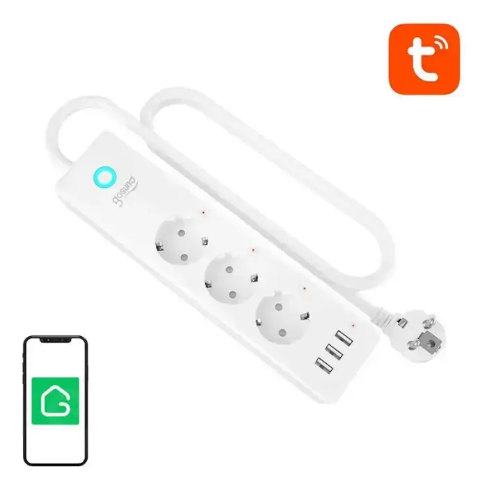 Gosund P1 PLUS smart WiFi power strip (3x AC schuko, 3x USB-A) Tuya Foto 2