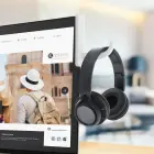 Headphone holder for the monitor white Photo