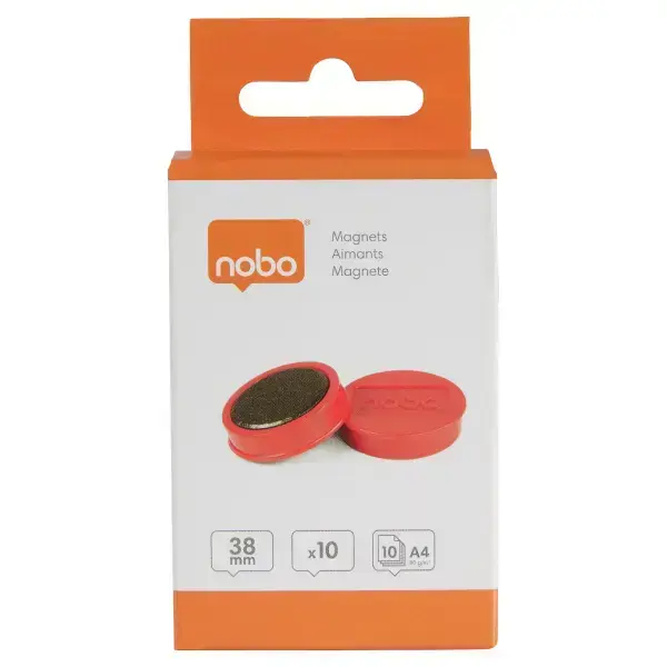 Magnētiskās tāfeles magnēti Nobo 10 paciņās 38mm sarkani 1.5kg Фото num