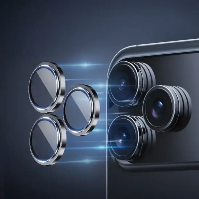 Rock Tempered glass Pure Series Camera Lens on camera for Iphone 17 Pro/17 Pro Max (lens 3 pieces) blue Foto 3