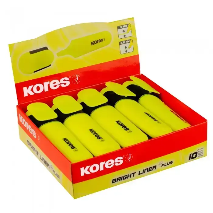 Teksta marķieris KORES BRIGHT LINER dzeltens Foto 4