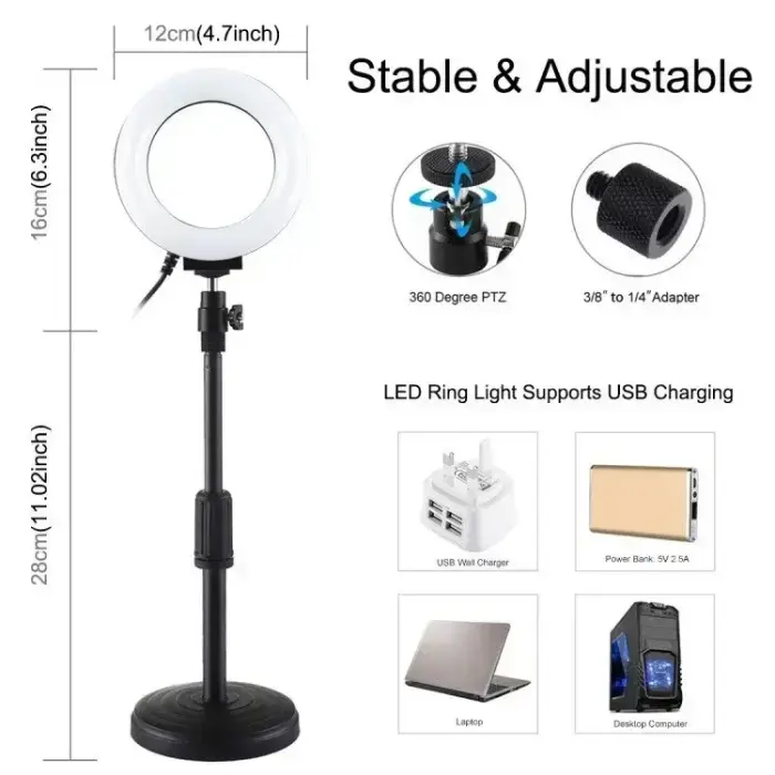 Ring LED lamp Puluz with adjustable base PU391 Photo