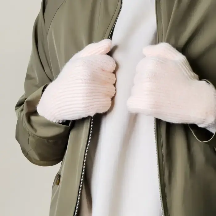Braided phone gloves with cutouts for fingers - pink Фото num