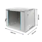 Qoltec RACK Cabinet 19" | 9U | 600 x 500 x 450 | Tempered doors | Hanging | Steel case | Lock | Grey Фото num
