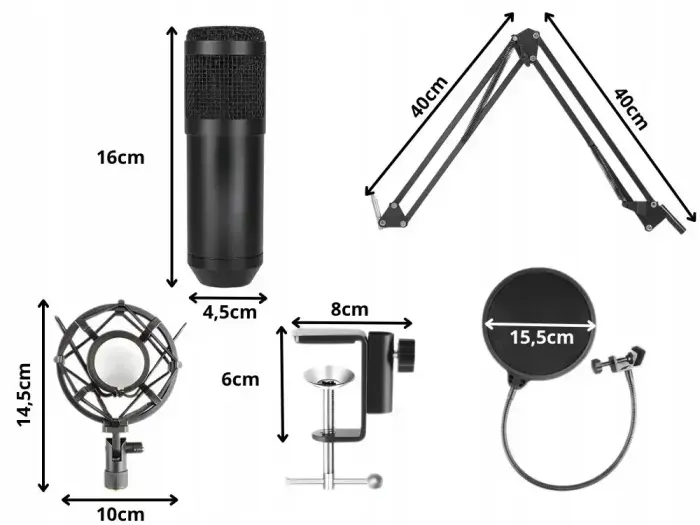 Fusion Studio XLR Microphone | Podcasts | Streaming | Voice Recording + regulating Stand, Pop Filter | black Photo