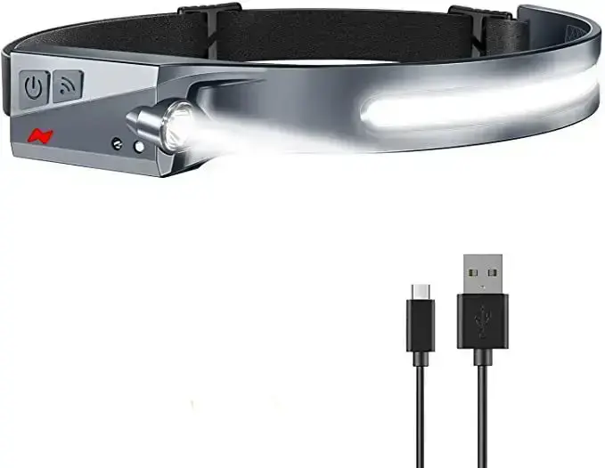 LED headlamp with IPX4 motion sensor USB-C 1200 mAh - black Фото num