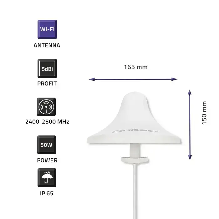 Qoltec Wi-Fi 2.4/2.5GHz omnidirectional antenna | 5dBi | Indoor Фото num